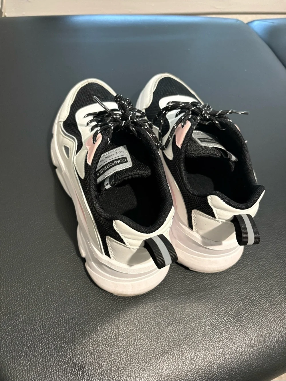 Kids Black and Pink Chunky Athletic Sneakers